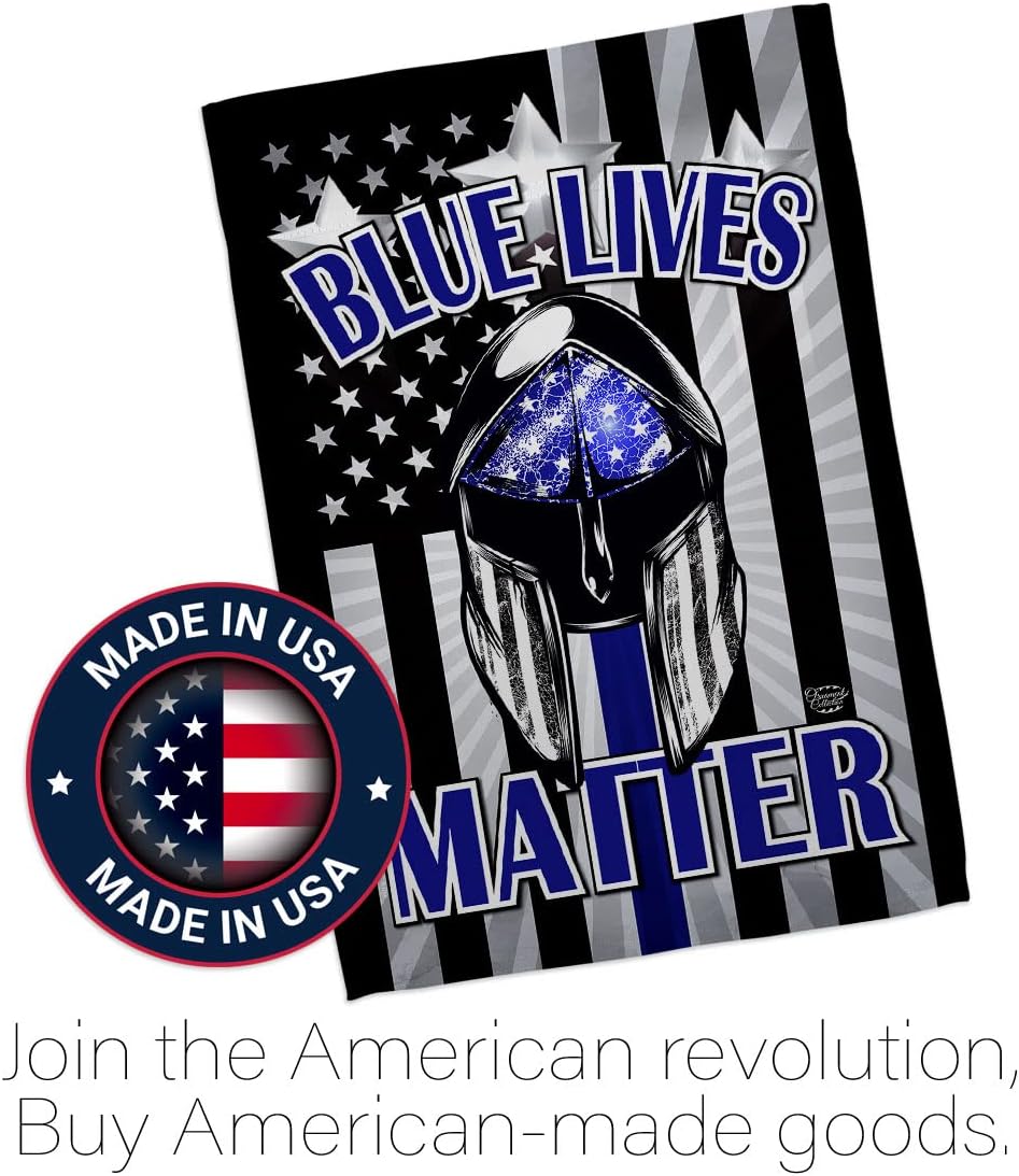 Blue Lives Matter Garden Flag Set Wall Hanger Armed Forces Police Cop Law Enforcement Sheriff Officer Line Support House Decoration Banner Small Yard Gift Double-Sided, Made In USA