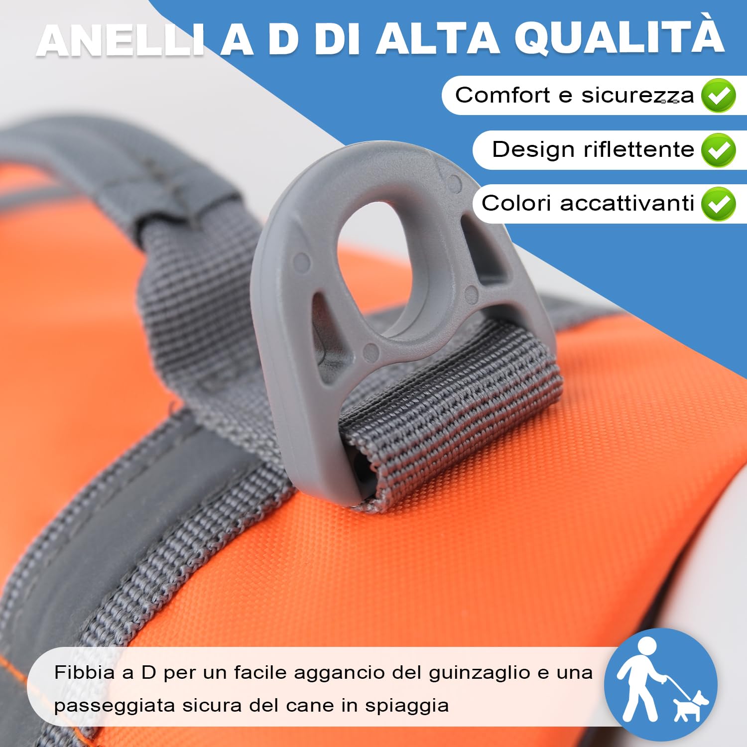 Voarge Chaleco salvavidas para perros, chaleco salvavidas para mascotas, para perros, tamaño ajustable con fuerte asa de natación y rescate naranja, XS (XL)