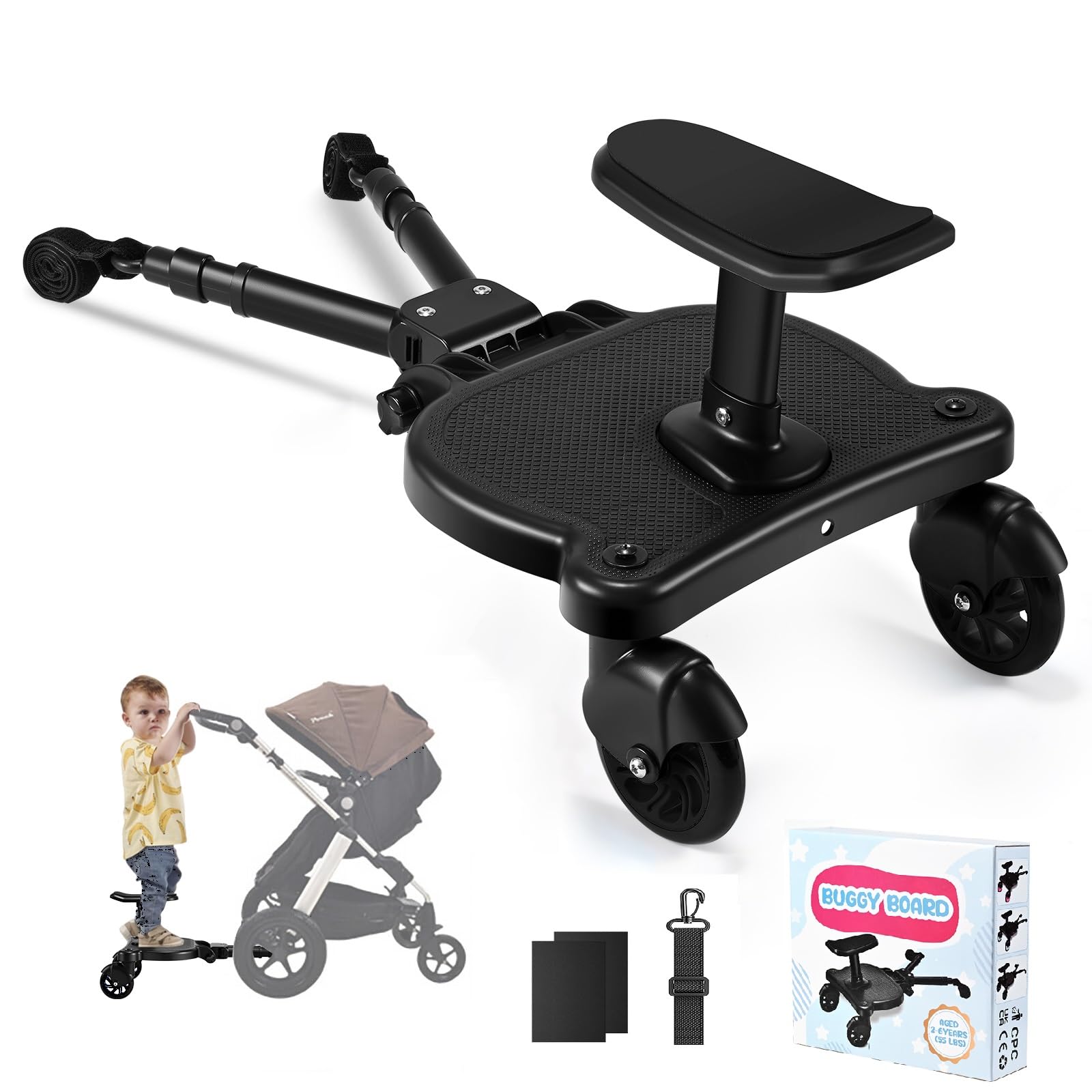 Buggy Board with Seat Universal Footboard for Pushchairs