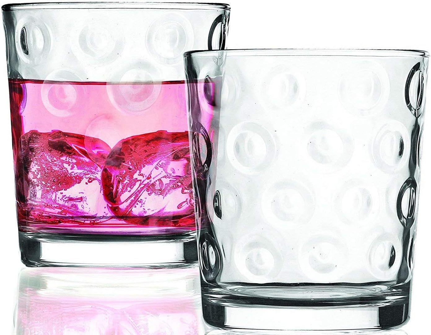 Circleware Circles Heavy Base Whiskey Drinking Glasses, Set of 4, Entertainment Dinnerware Glassware for Water, Juice, Beer Bar Liquor Dining Decor Beverage Cups Gifts, 4 Count (Pack of 1), Clear