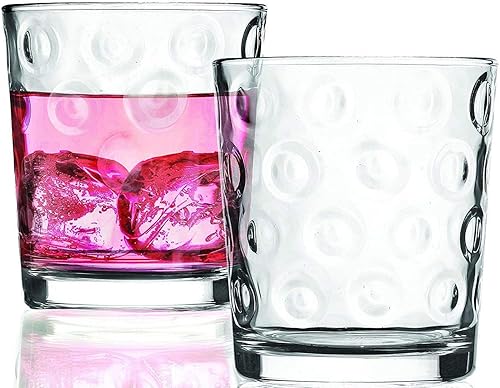 Miniatura 2 de Circleware Circles - Vasos de vidrio de whisky de base pesada, juego de 4, vajilla de entretenimiento para agua, jugo, bar de cerveza, licor para