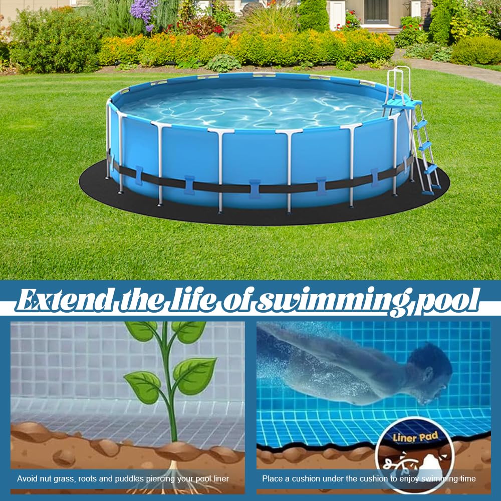 3.7m Tapis sous Piscines Hors Sol Rond, Tapis de Sol Piscine, Antidérapant Pliable Absorbant l'eau, Découpe Simple, Rembourrage sous Piscine, Pliable, pour Baignoires et Piscines Hors Sol