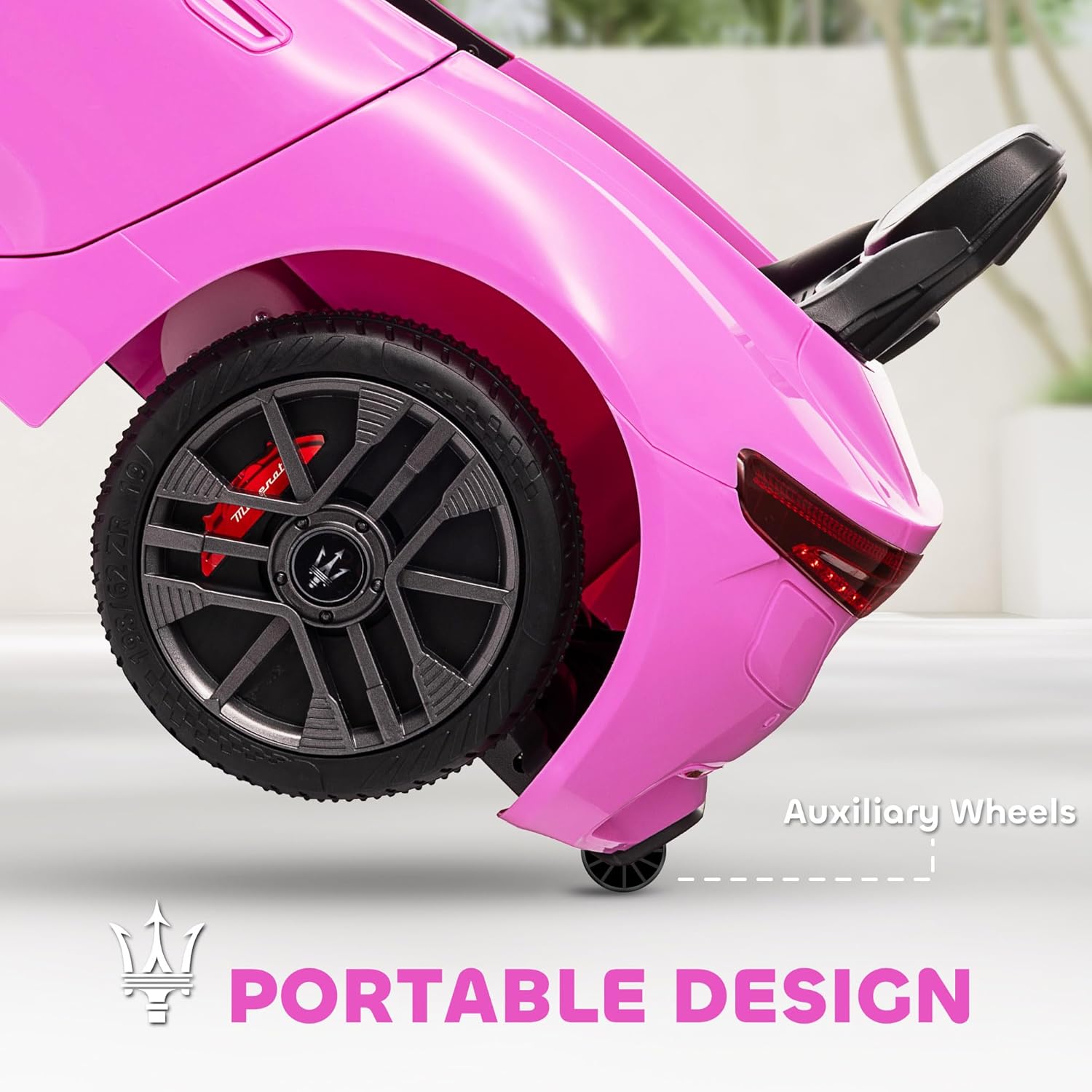 Qaba 12V Kids Electric Car, Maserati Gran Turismo Licensed Ride on Car for Kids with Remote Control, Toddler Electric Vehicle with Auxiliary Wheel, Soft Start, LED Lights, Music, Horn, 3 Speeds, Pink