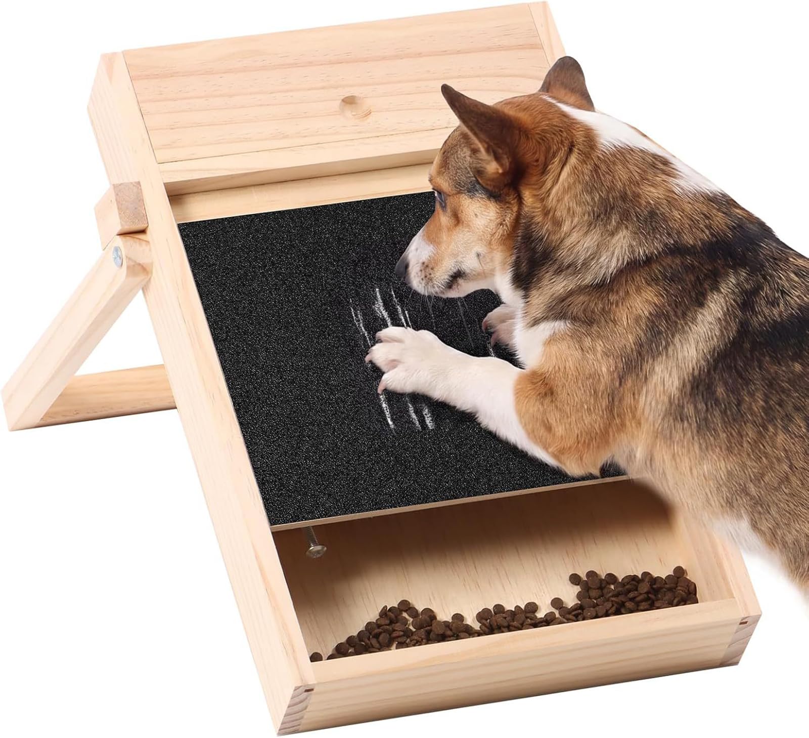 Rascador De Uñas para Perros con Caja De Premios, Alfombrilla Portátil para Limar Uñas para Perros De Todas Las Razas, Tabla Raspadora De Uñas De Madera