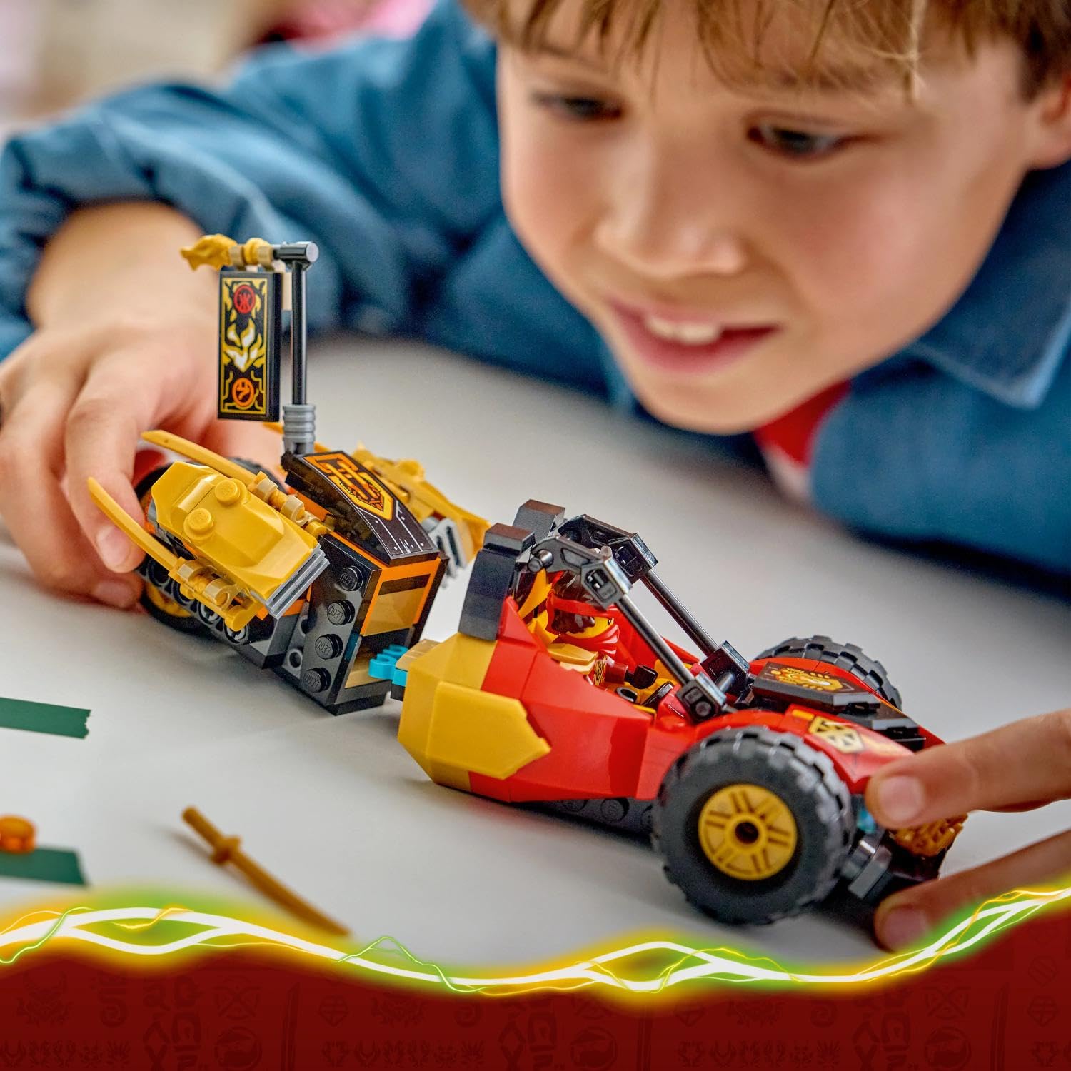 LEGO Ninjago Véhicules Combinables de Kai et Cole - Jouet Voiture de Ninja, Moto, 3 Minifigurines Dont Kai & Cole avec Katanas - Idée Cadeau pour Garçon 7 Ans ou Fan du Soulèvement des Dragons 71864