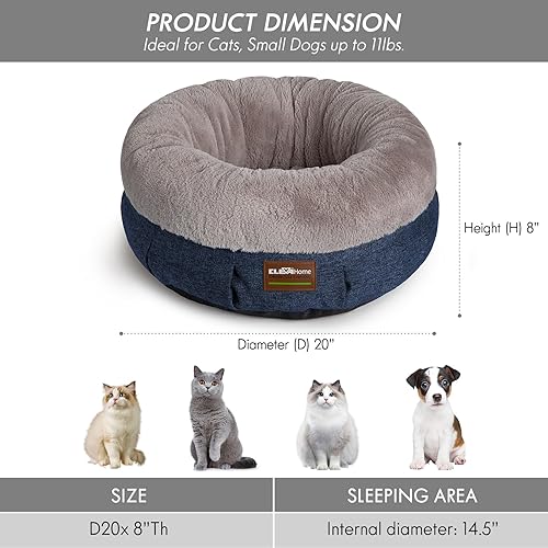 Miniatura 6 de Cleva Cama para gatos acogedora para el hogar cama de felpa ultrasuave para mascotas con lados elevados y base antideslizante, cómoda cama redonda
