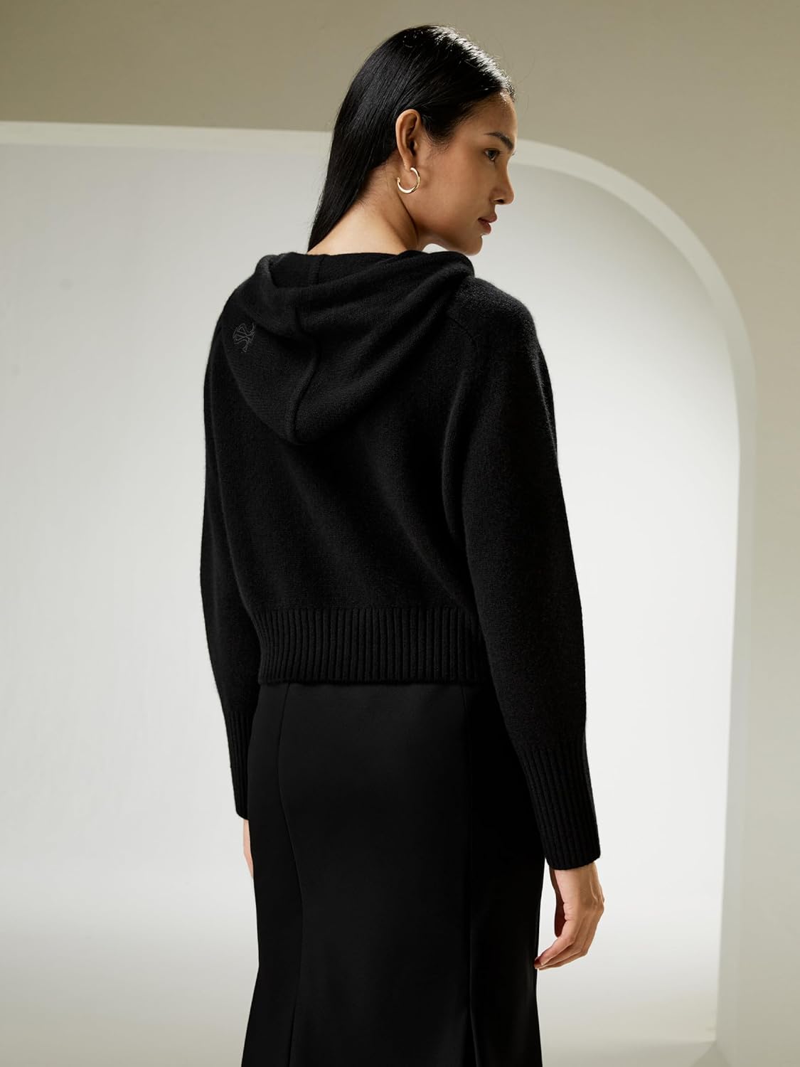 LilySilk Wool Cashmere Cardigan for Women Hoodie Short Zip-Up Sweater Casual Lightweight Warm Winter Knit Outerwear - Image 3