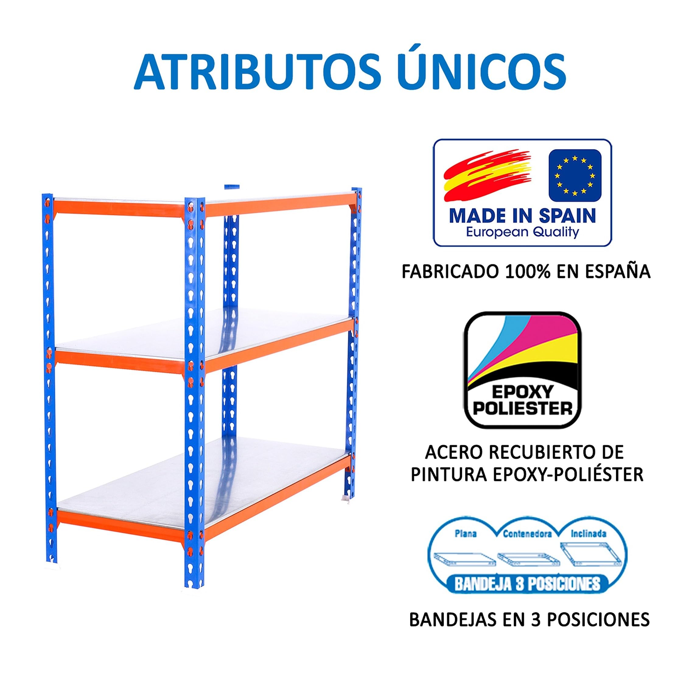 Simon Rack Regał metalowy 900x1200x500 mm, 3 półek, nośność 200 kg na półkę, regał magazynowy i garażowy, stabilna konstrukcja, kolor Niebieskie/Pomarańczowe/Ocynkowane – Simon Classic