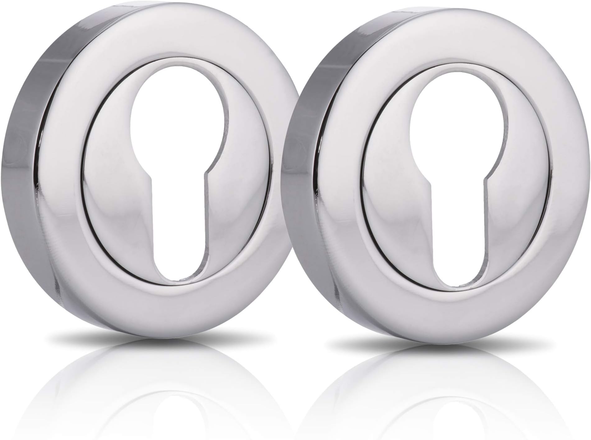 XFORT® 2 Pack Euro Escutcheons Polished Chrome, Escutcheon Keyhole Cover, Euro Door Lock Cover for Security and Protection from Key Damage, Durable Escutcheon Plate with Concealed Screws.