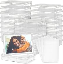 Bright Creations Photo Boxes with Labels - 4x6 In, Clear, 24 Pack & 40 Labels, Modern - Plastic Photo Storage Containers
