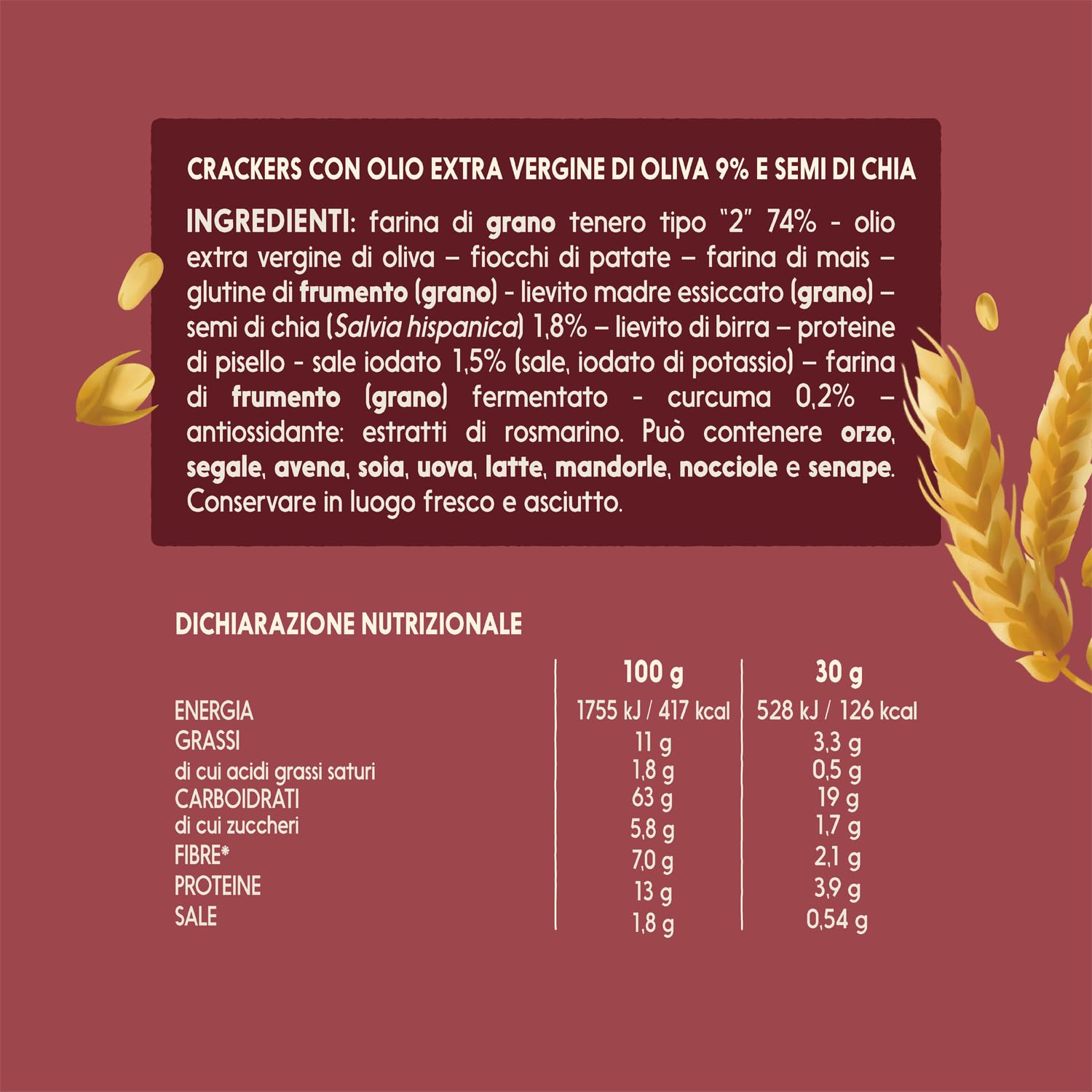 Misura Protein Sfoglie con Semi di Chia - Cotte al Forno, Ricche di Fibre, con 13 g di Proteine, Senza Aromi, Confezione da 170 gr con Carta Certificata FSC