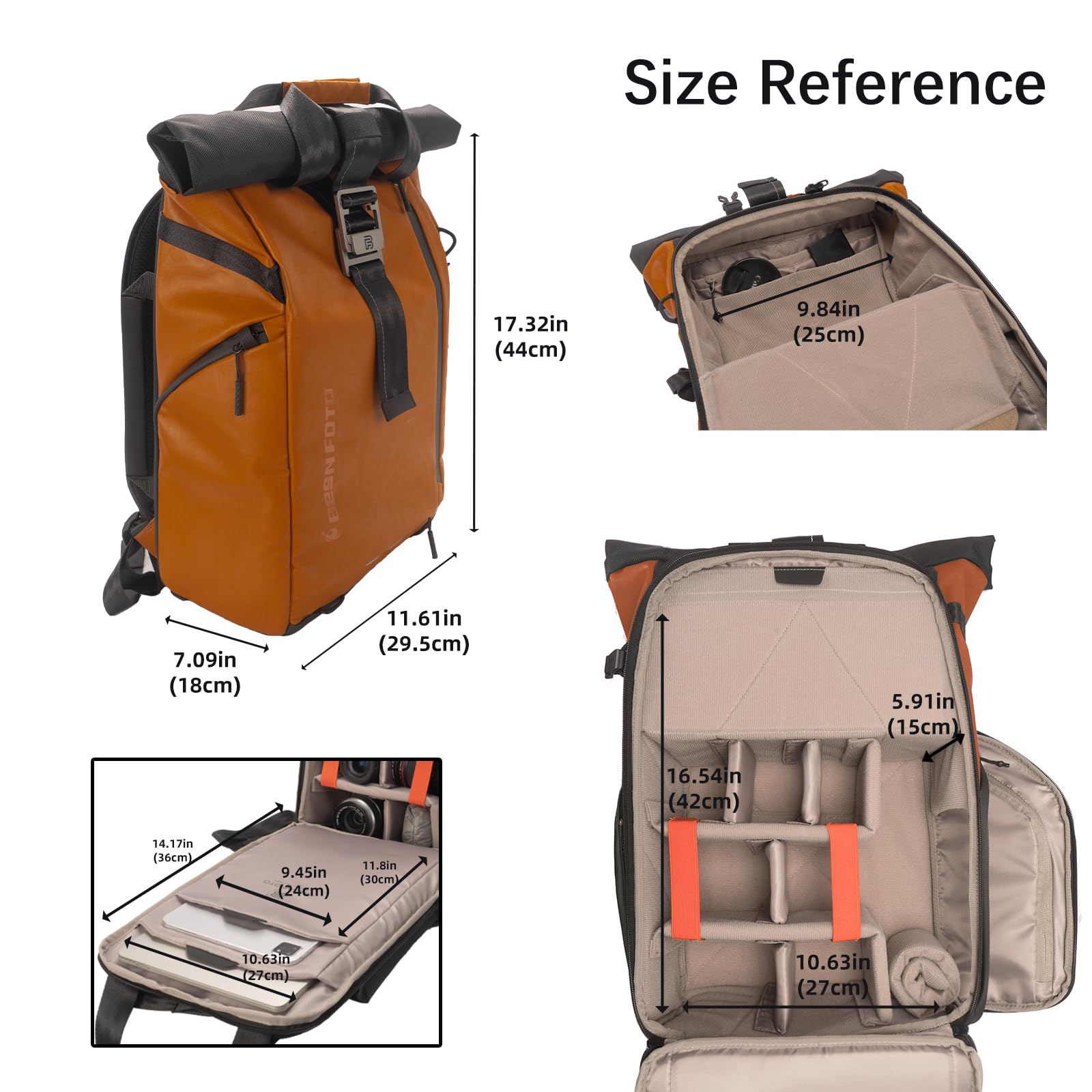 Zaino per fotocamera, scomparto per computer portatile, accesso laterale rapido, per escursioni, viaggi, fotografi, fotocamere DSLR SLR impermeabili