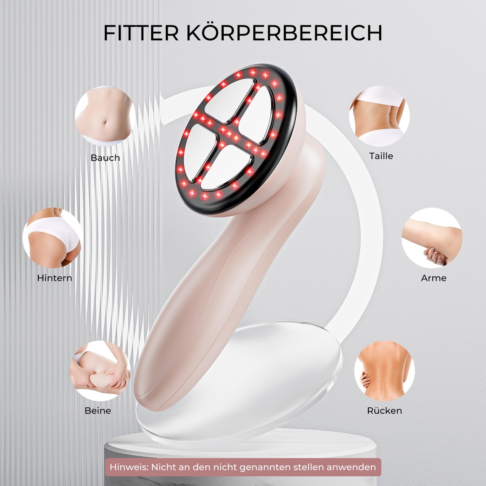 Cellulite Massagegerät mit 4 MassageköPfen, Anti Lipödem Handmassagegerät | Reduziert Dehnungsstreifen, fördert die Fettverbrennung und strafft die Haut.Geeignet für Bauch,Taille,Arme,Beine (Roségold)