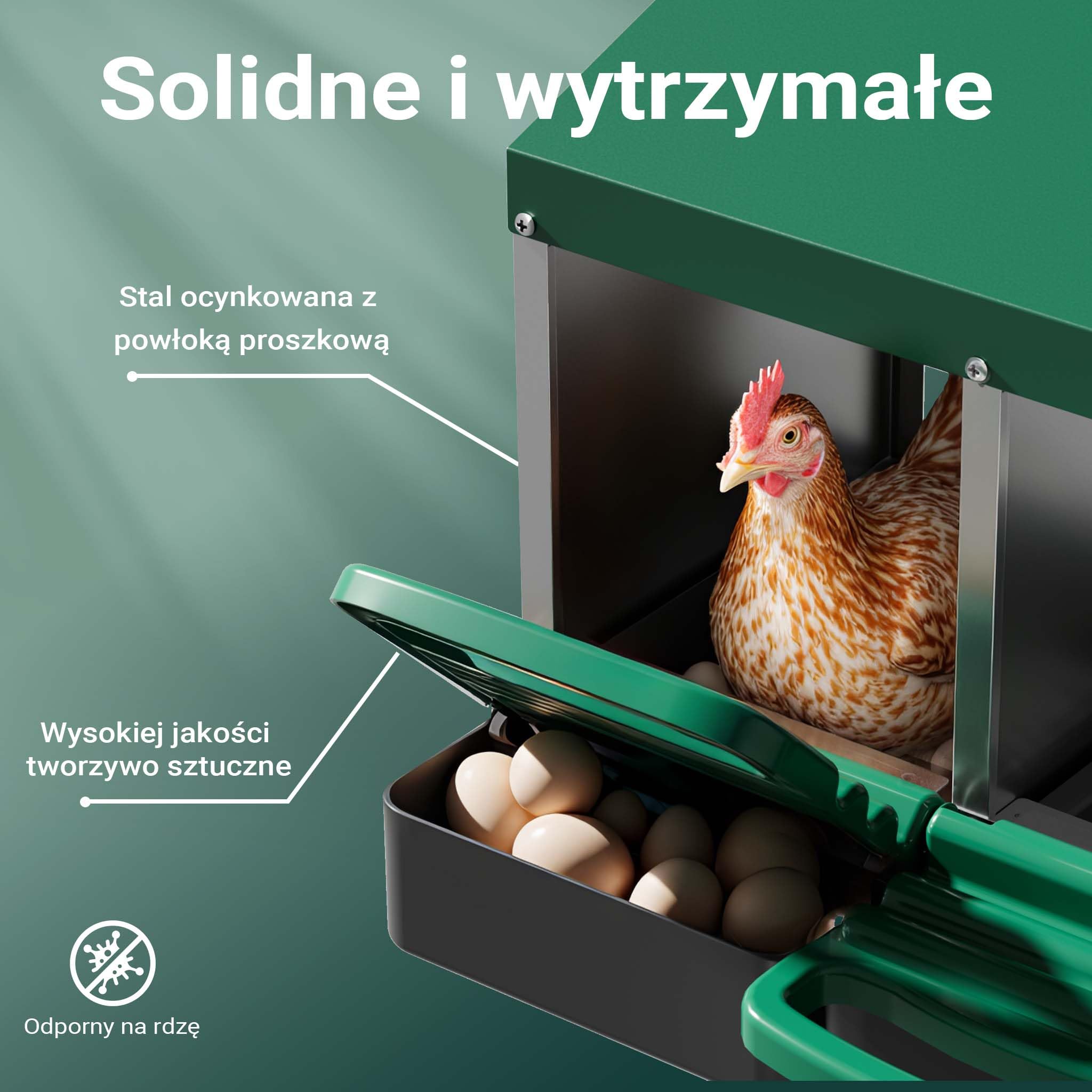 Fudajo Gniazdo dla kur niosek z szufladą, 81 x 52 x 48 cm potrójne, do montażu na ścianie lub wolnostojące, z otworami do cyrkulacji powietrza