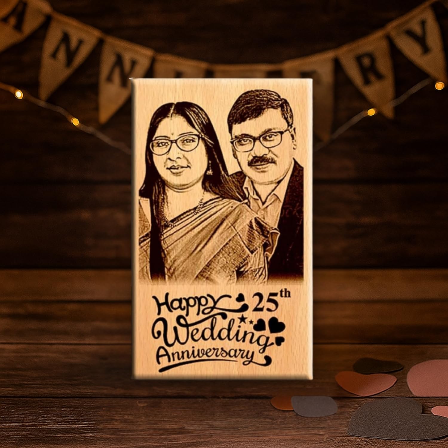 Giftanna Marriage Wedding Anniversary Gift Idea Personalized Engraved Photo Frame For Parents | Wife | Husband | Just Married - 6x4 2