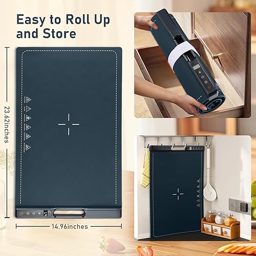 Miniatura 4 de Bandeja de calentamiento de alimentos, calentamiento rápido de 10 segundos, 7 ajustes de temperatura con temporizador y protección contra