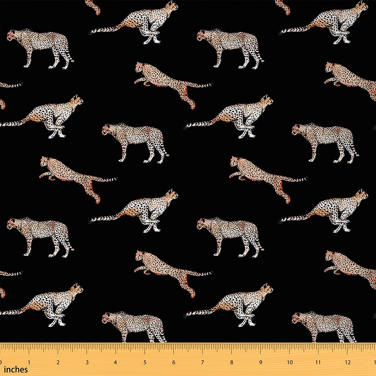 Leopard Fabric by The Yard Cat Cheetah Print Upholstery Fabric African Safari Animals Indoor Outdoor Fabric Cheetah Print Decorative Fabric Nature Wildlife Fabric, Black Brown 1 Yard