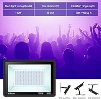 Vista 7 de 3 Pack 100W LED Black Light, Blacklight Flood Light with Plug and Switch, IP66 Waterproof Neon Glow for Party, Halloween, Fluorescent Poster, Body