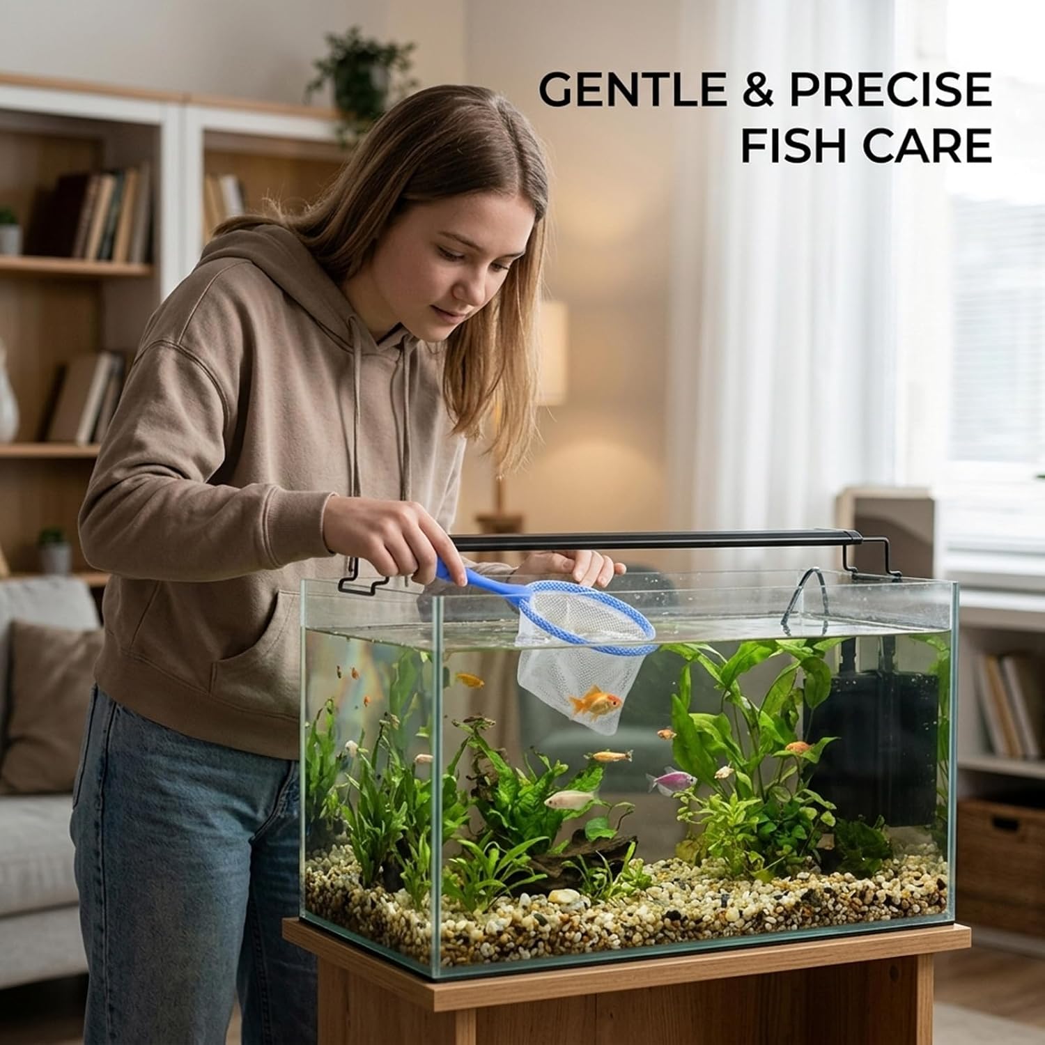 Fishing Nets for Kids, Butterfly Net and Small Fishing Net with Four Nets and One Bucket, Crabbing Kit Includes Observation Container and Blue Tweezers for Outdoor Exploration