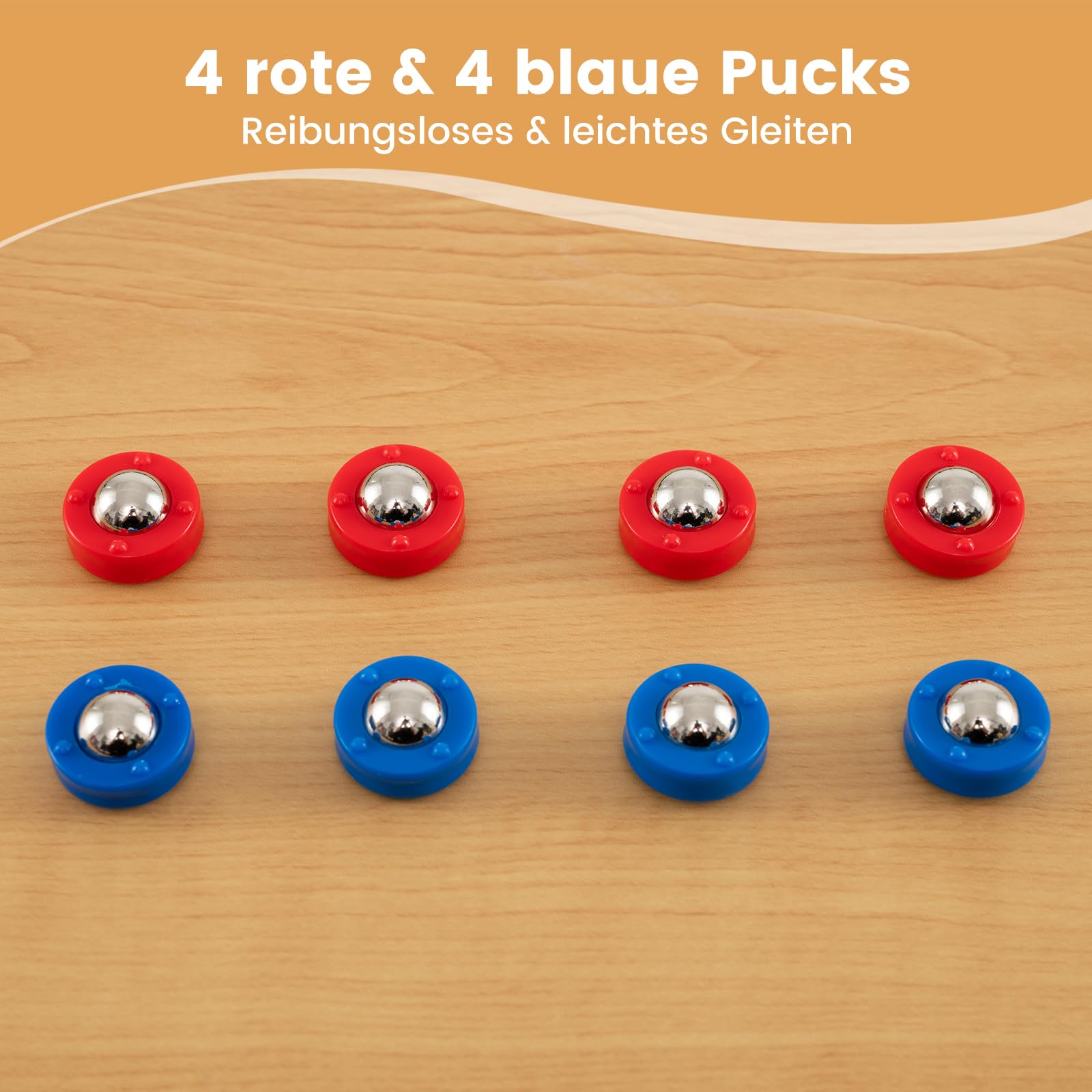GOPLUS 2-in-1 Tischspiel Set, Shuffleboard & Curling mit 8 Scheiben & rutschfeste Rillen, tragbare Brettspiele Holz für Erwachsene & Kinder, 114 x 32 x 4 cm
