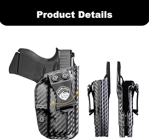 Miniatura 5 de IWB Kydex - Funda compatible con GLOCK43 43X cintura interior para hombres y mujeres funda de 031 pulgadas inclinación y retención ajustables sin