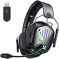 VK81 2.4GHz Wireless Gaming Headset for Ps5, Ps4, PC - Bluetooth Gaming Headphones with Noise Canceling Mic, Low Latency