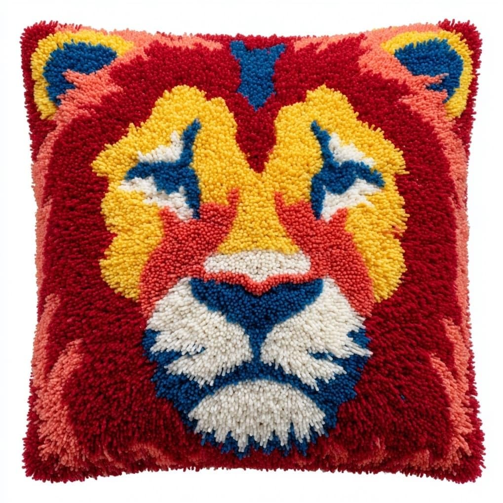 AxiangziK Pre-Printed Latch Hook Pillow Kit,Animal Lion