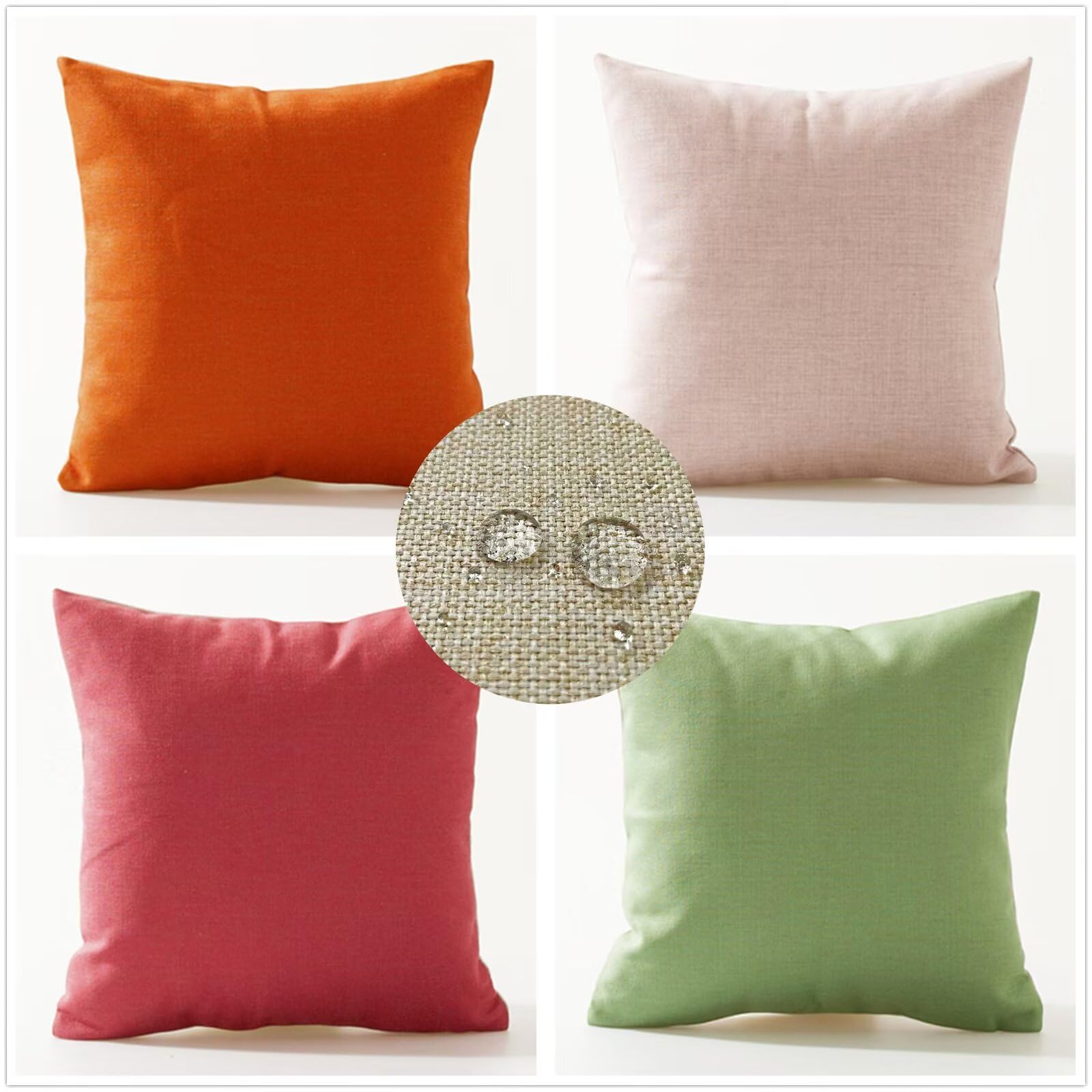 Housse de coussin imperméable haut de gamme effet lin 30x30 fermeture invisible F-734