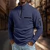 Sudadera con cuello redondo para hombre, casual de pana, cuello alto para otoño, mangas largas acanaladas, ropa térmica de corte holgado 5