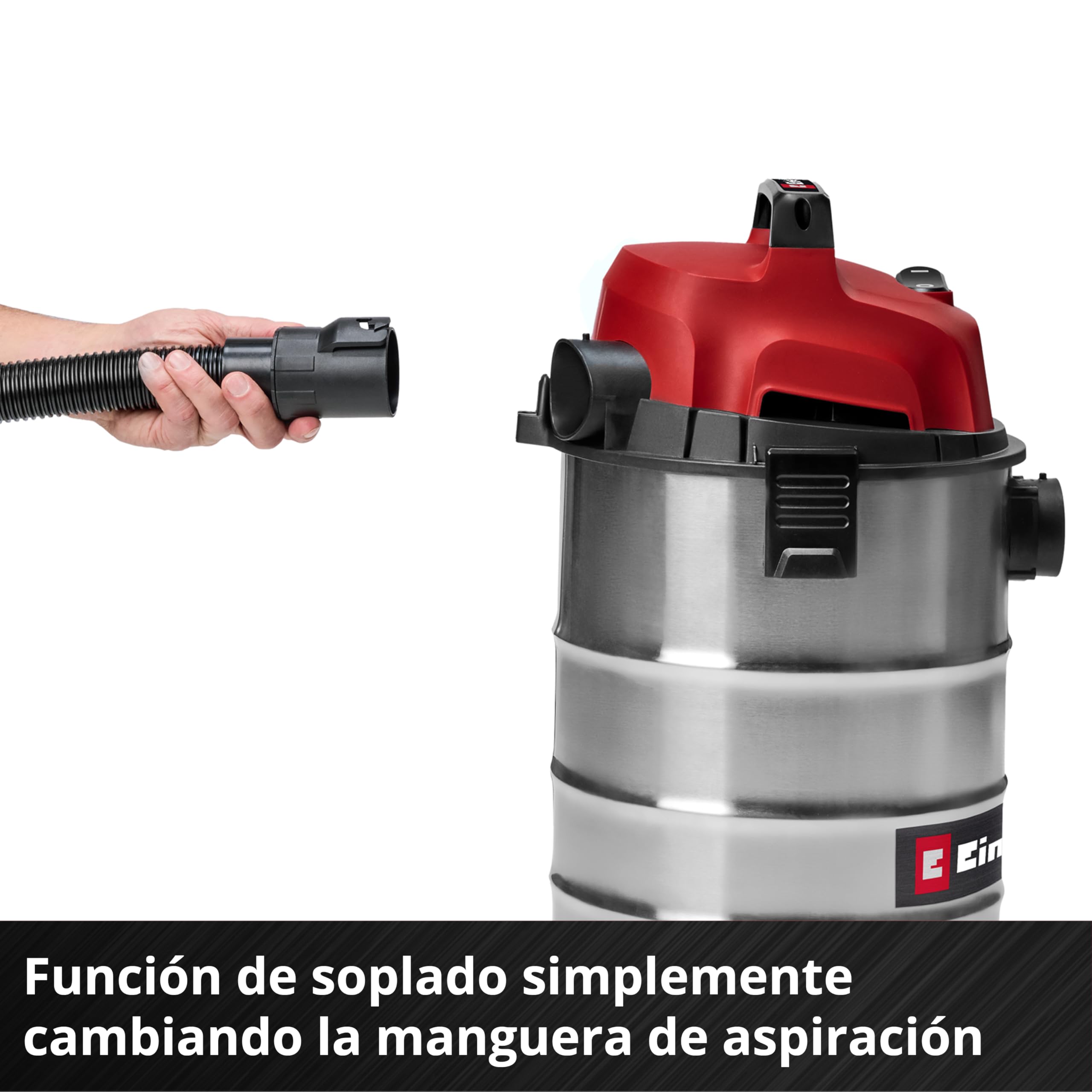 Einhell Aspirador en seco y húmedo TC-VC 3055 S (950 W, 190 mbar de Potencia de aspiración, Recipiente de Acero Inoxidable de 30 L, Ruedas, Soporte para Accesorios, Incl. DIV. filtros y boquillas)