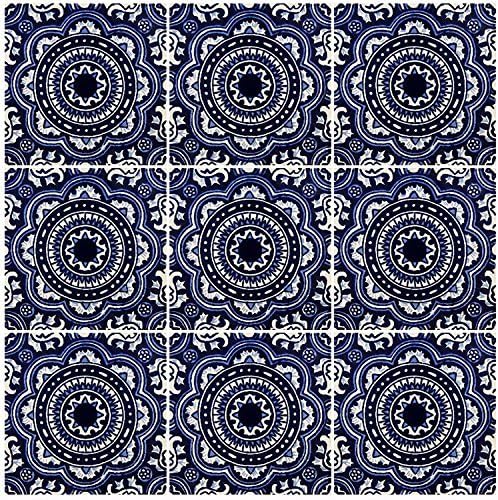 Mexican Talavera Ceramic 9 pieces 4x4 Rosario Azul Pattern
