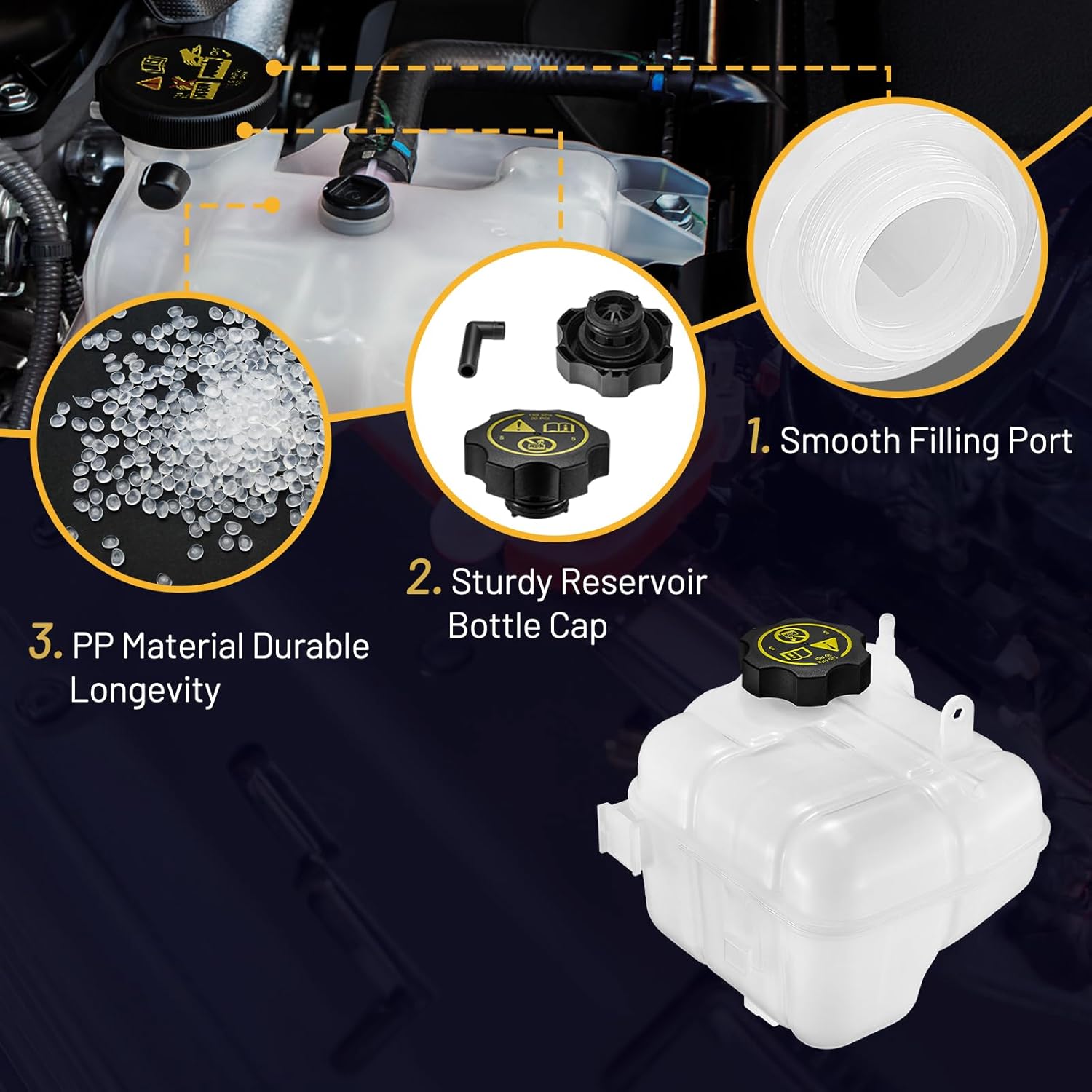 Engine Coolant Expansion Reservoir Overflow Tank 603-385 Compatible with Buick Regal LaCrosse Allure Compatible with Cadillac SRX XTS Chevy Impala Malibu Limited Replace 22950436 13220124