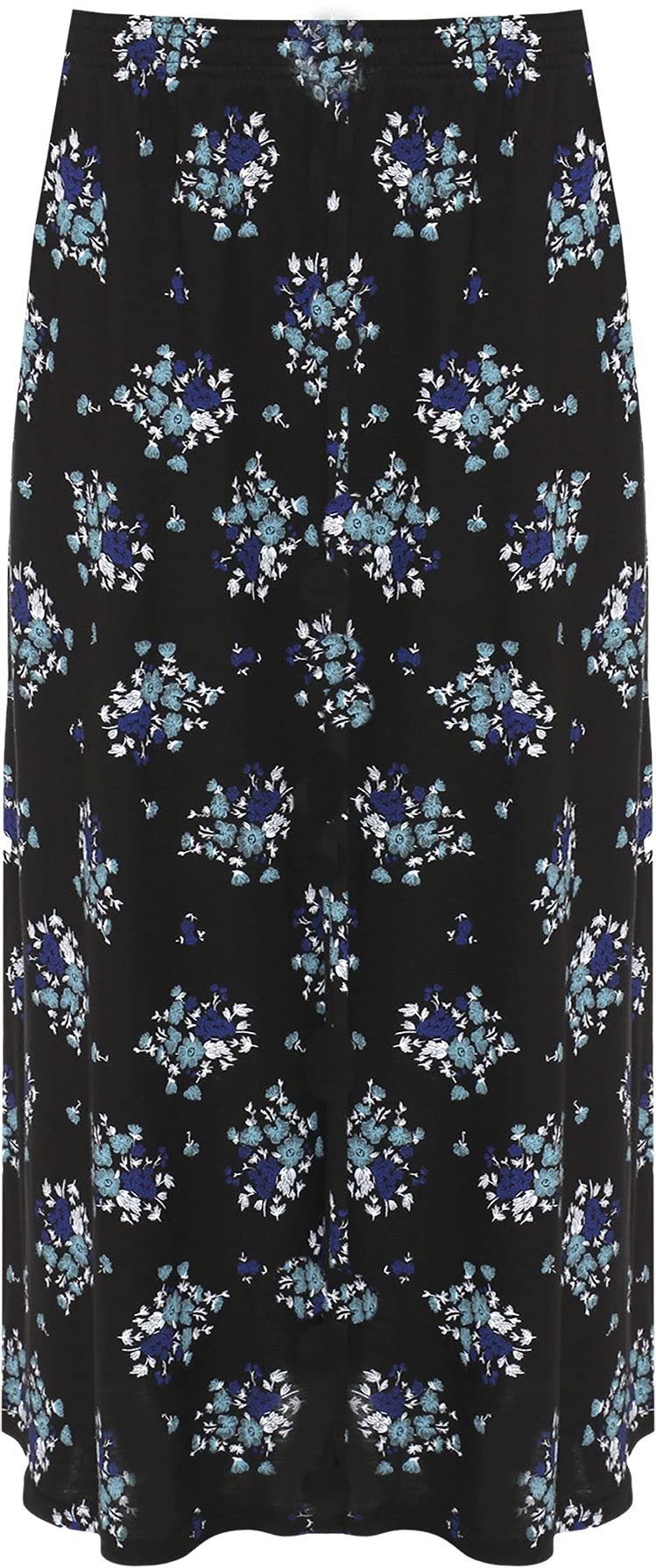 Plus Size Womens Printed Pattern Elasticated Waist Ladies Flared Skirt - 12-26