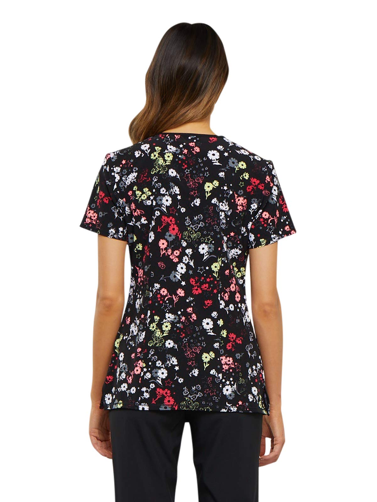 Cherokee Infinity CK609 Women's Round Neck Top, Blossoms for Days, Small