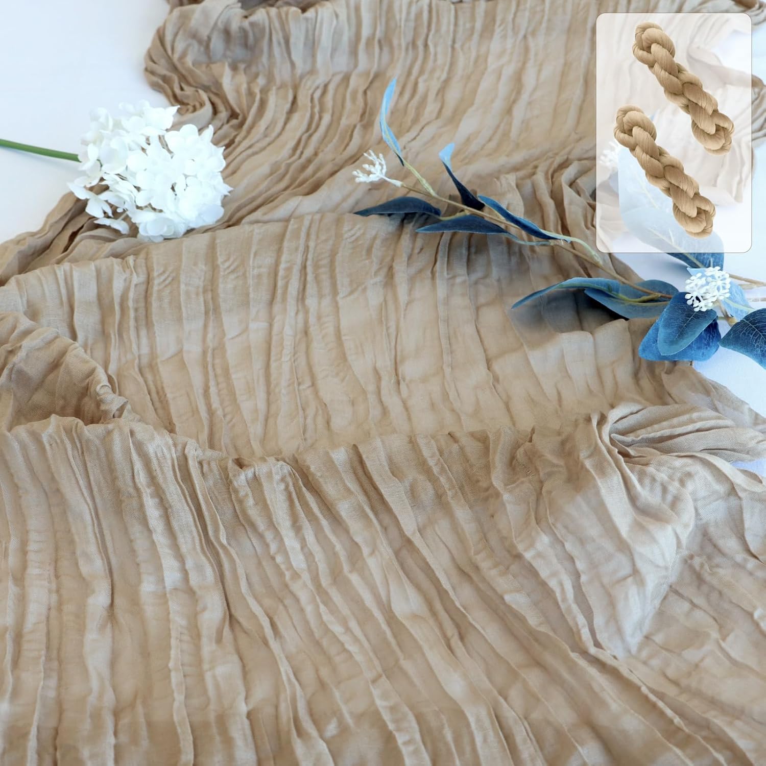 Cheesecloth Table Runner 2Pack 10Ft Gauze Table Runners Fall Sheer Cheese Cloths Table Runner for Wedding Baby Bridal Shower Decorations Birthday Christmas Halloween