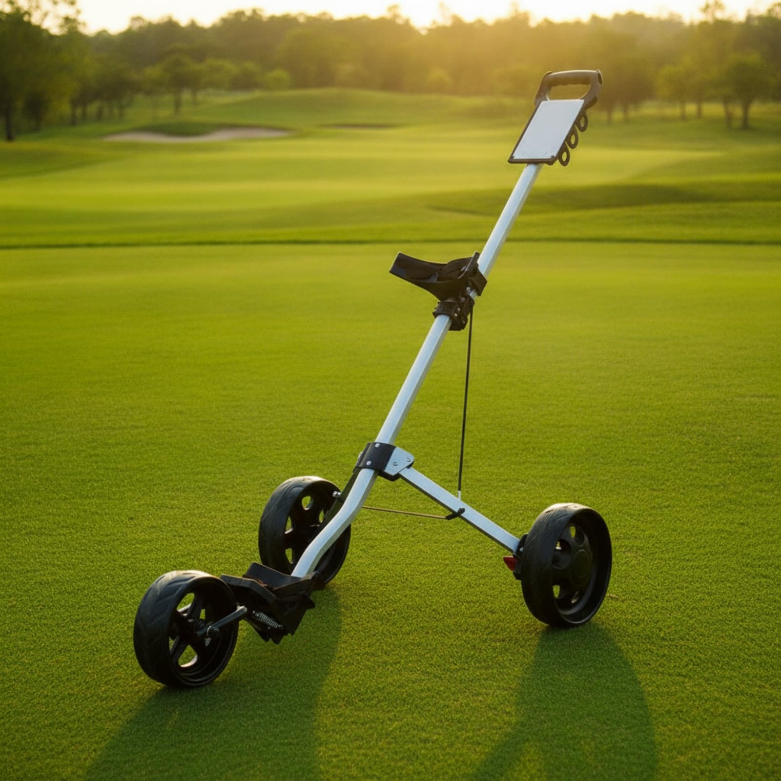F Fityle Carrito de Golf Plegable Carro Empujable Trolley con Ruedas Marco Ligero Mango Largo Inclinado y Cierre Compacto Adecuado