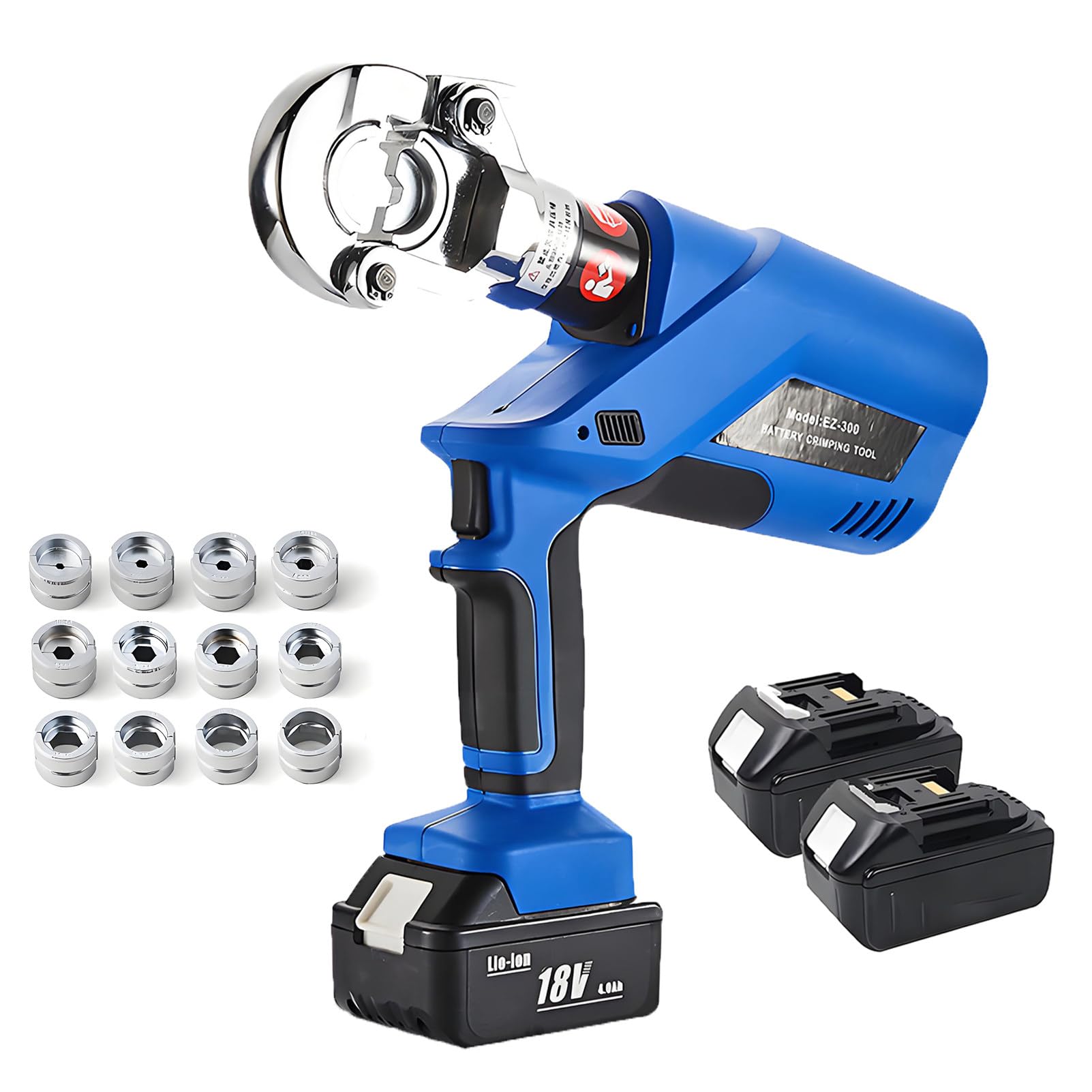 Herramienta de Crimpado Hidráulica Recargable, Crimpado Continuo para Terminales de CU/Al, Crimpadora Hidráulica Terminales Electricos, Alimentada por Batería de Litio EZ-300