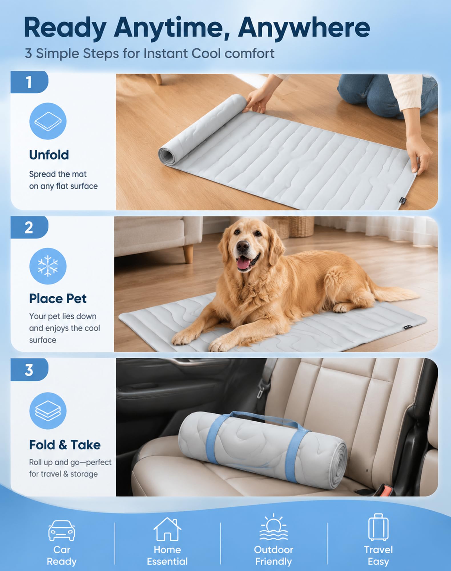 Pawfroste Manta Refrescante Para Perros, Fresco Al Instante (Beige L) | Alfombrilla Refrescante Para Perros, Fácil De Limpiar, Resistente a Arañazos Y Al Desgaste, Ideal Para Uso En Exteriores