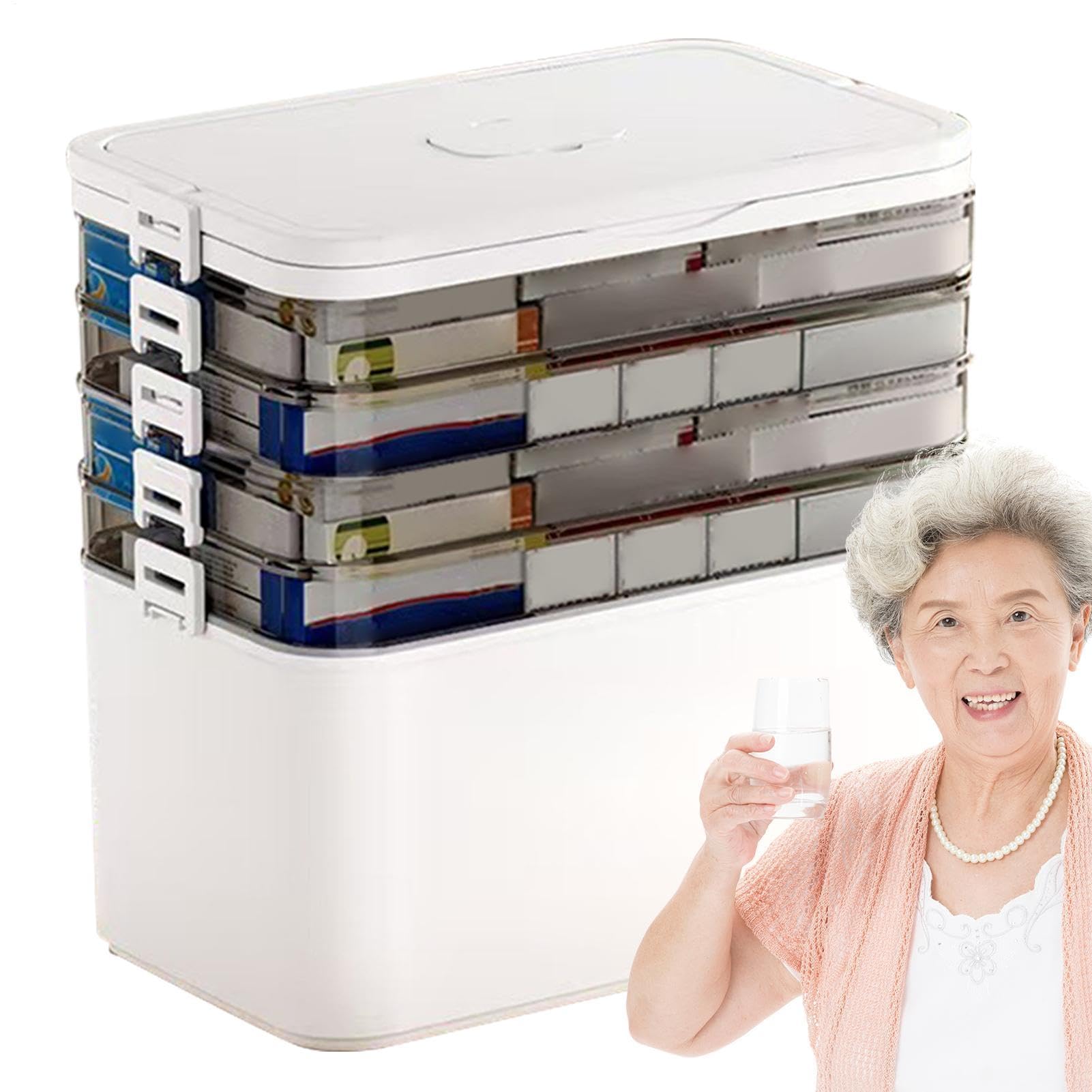 Organizzatore di stoccaggio di medicinali, scatola di medicinali Custodia | Scatola di stoccaggio organizzatore di medicina chiara multiuso con più livelli per la casa