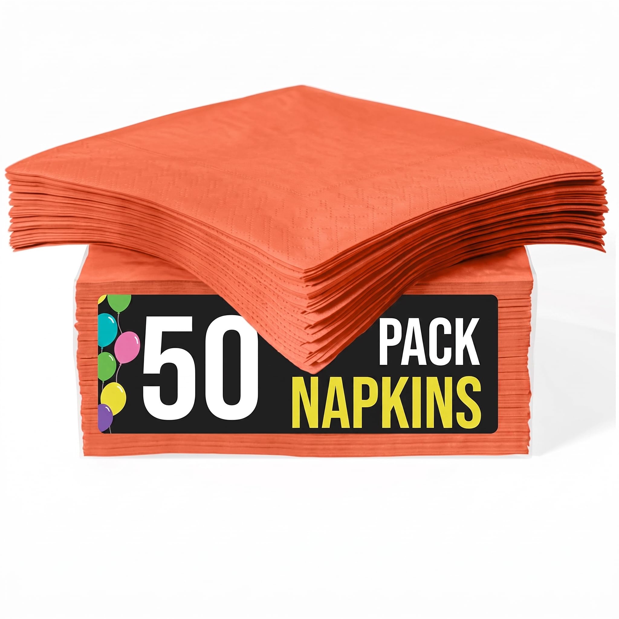 Party Solids Orange Cocktail Napkins Paper Napkins 50 Pcs โ image 1