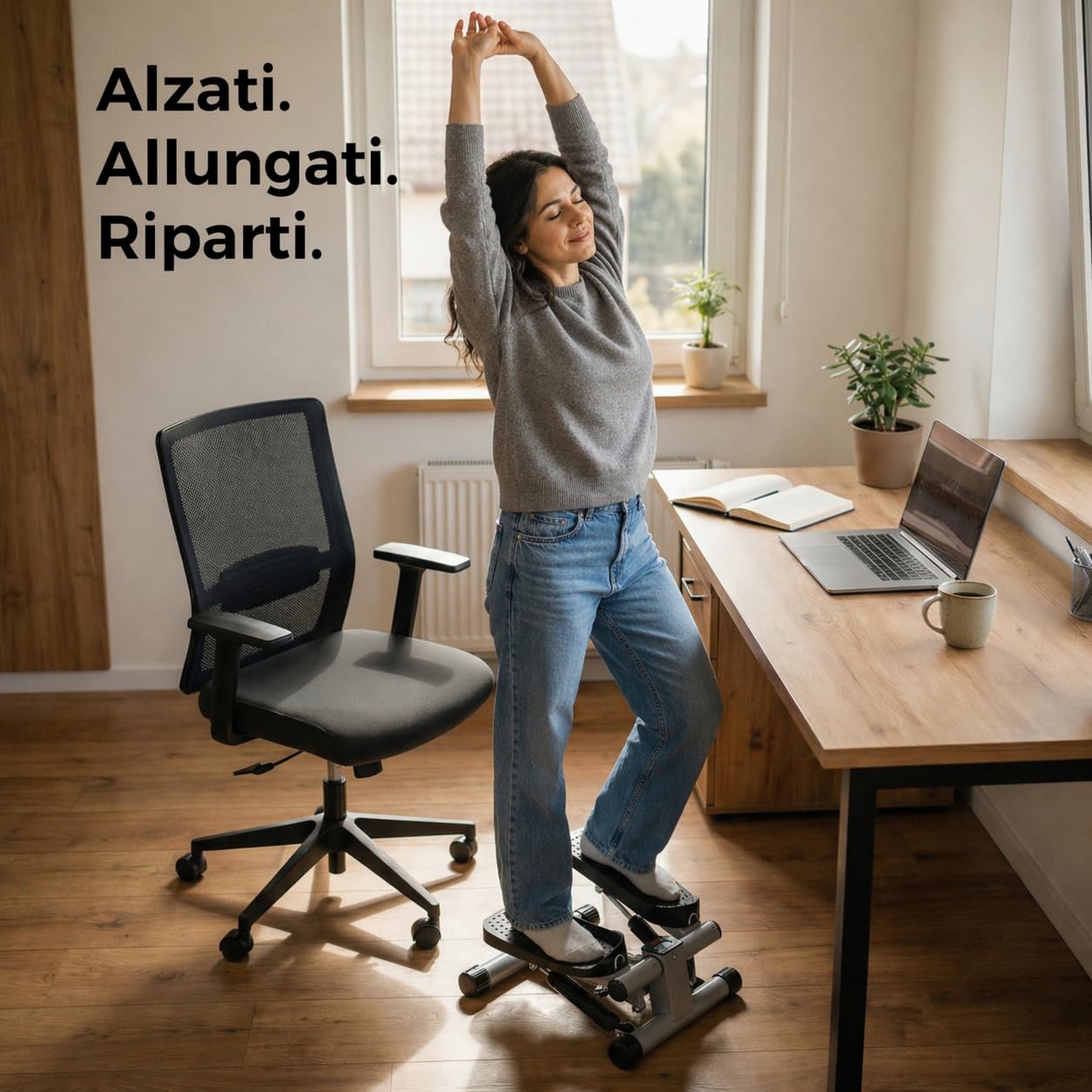 Niceday Mini stepper per la casa | Up-Down Stepper con Power Ropes | Home Trainer con display LCD | 2 in 1 dispositivo di allenamento fino a 100 kg | Allenatore per gambe e braccia, Home Fitness