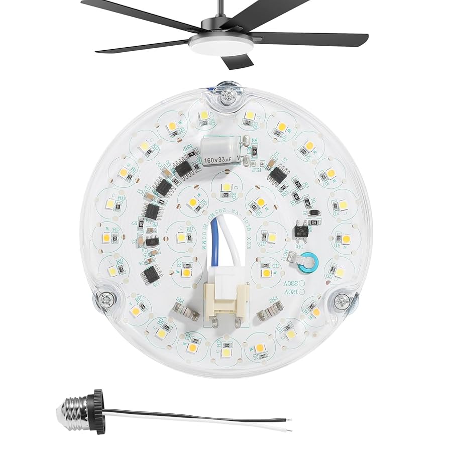 Hampton Bay Ceiling Fan Light Kit 5In Ceiling Fan LED Light Replacement Kit  Only, 18W LED Light For Ceiling Fan Light Retrofit Kit, image size:894x894