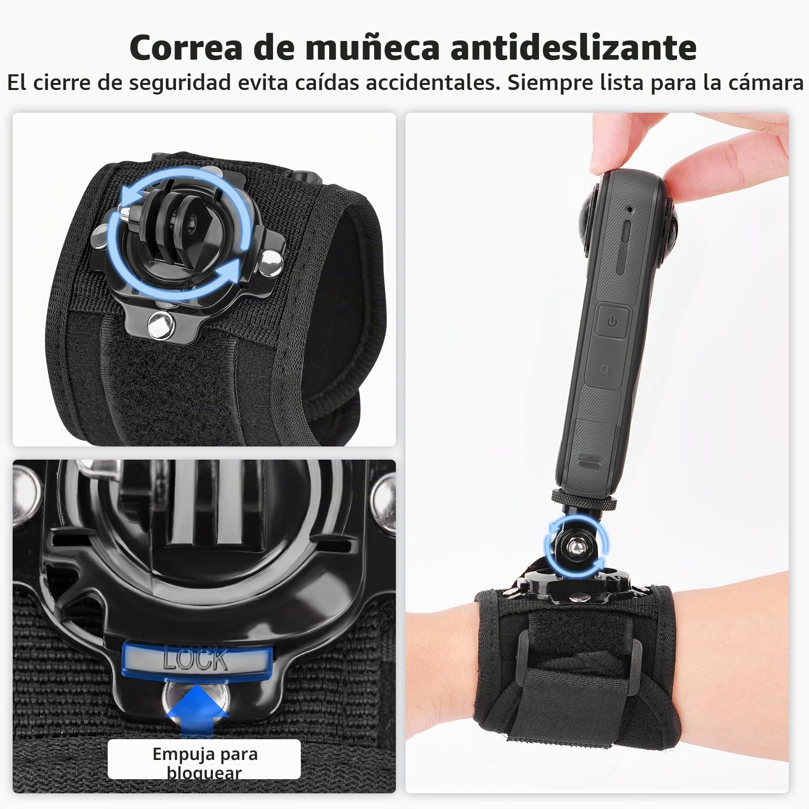 BRDRC Kit de accesorios para Insta 360 X5 X4, correa de cabeza de montaje en el pecho, correa de muñeca, adaptador giratorio de 360° + liberación rápida para Insta360 One X5 X4 X3 X2 X paquete de