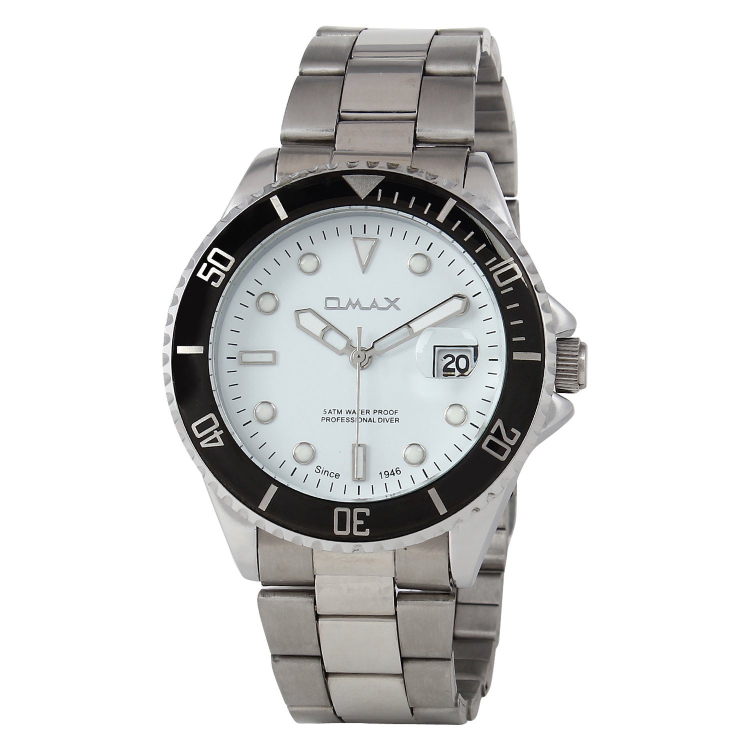 OMAX Glow in The Dark Analog White Dial Mens Watch (White Dial Silver Steel Chain Luminous Index Dial)-SS201 (B00ATCDJO8) Amazon Price History, Amazon Price Tracker