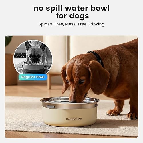 Miniatura 4 de Gardner Pet Tazón de agua lenta para perros, 2L68oz a prueba de derrames, cuenco de agua para mascotas con disco flotante, dispensador de agua de