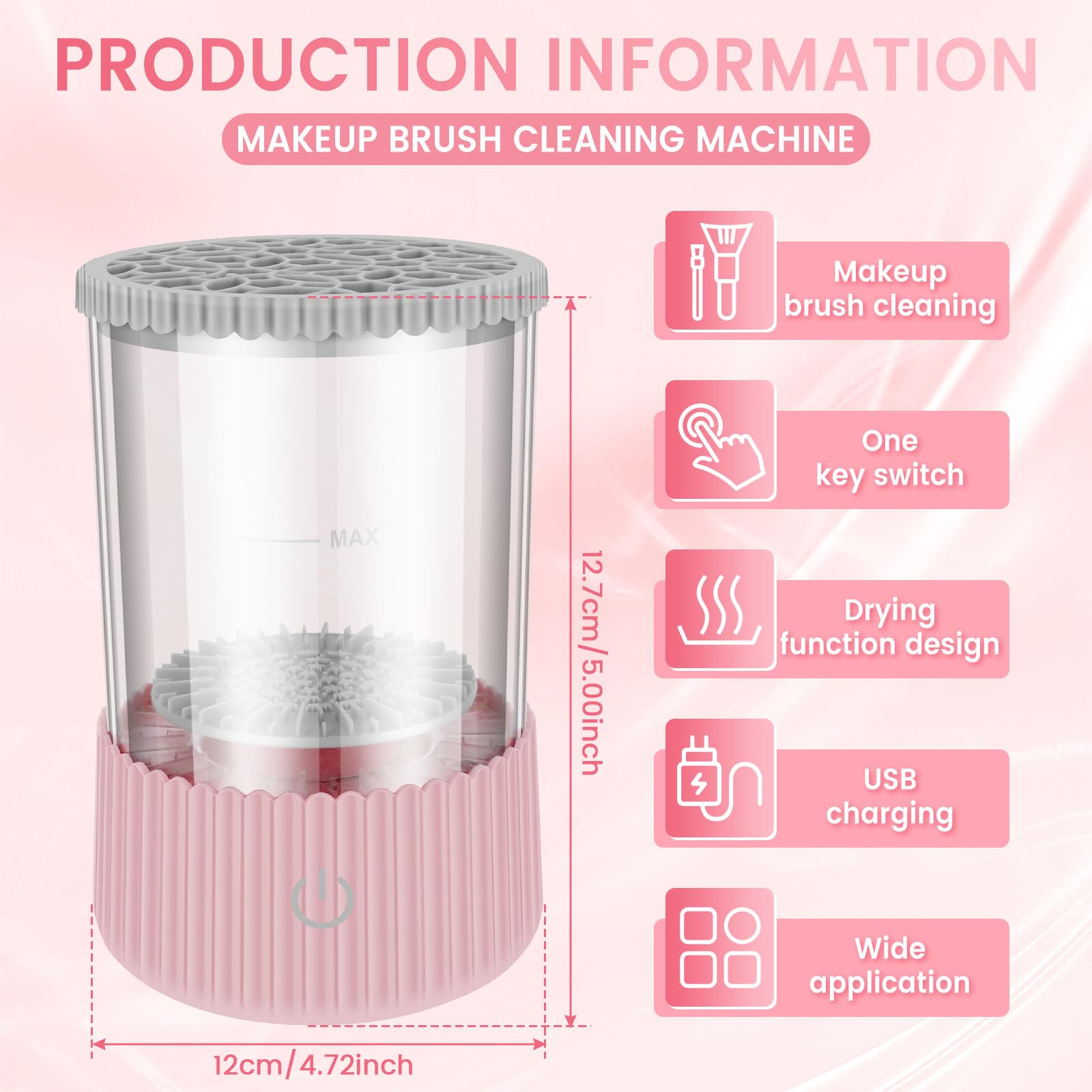 ZJRDYYK Electric Makeup Brush Cleaner machine, Automatic Spinning Makeup Brush Cleaner (1, Pink)