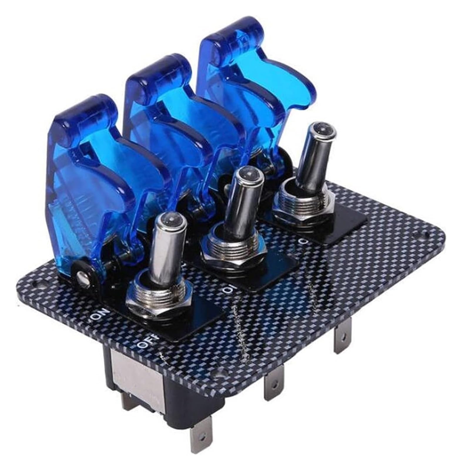 Kippschalter Blau DC12V-20A LED-Anzeigeschalter Kombinationsschalter Carbonfaser-Oberflächenscheibe