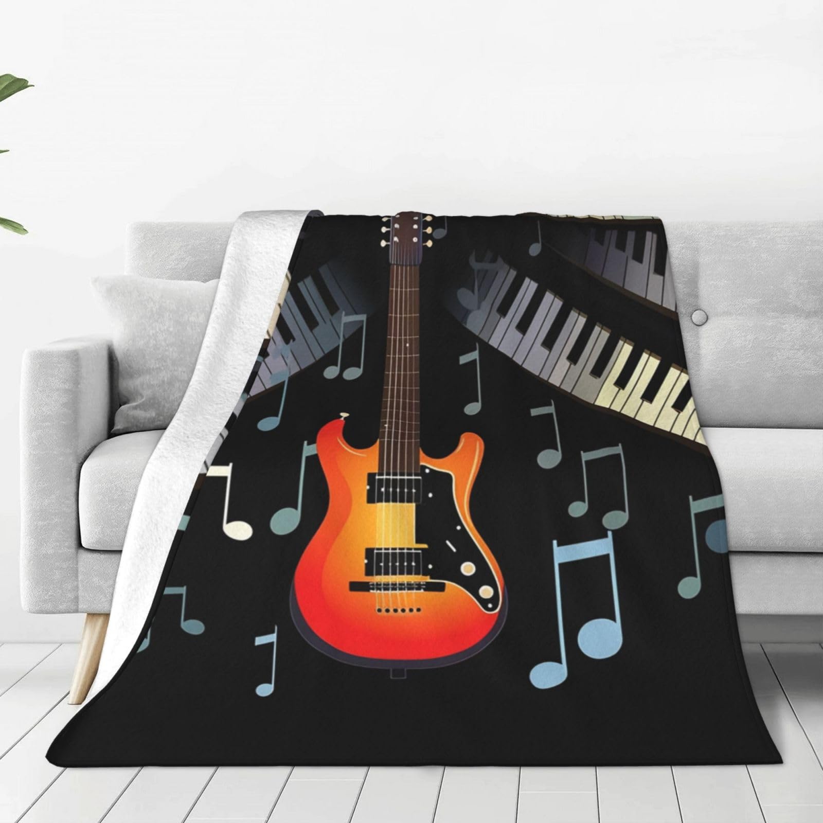 Couverture flanelle piano guitare plaid anti-froid léger canapé