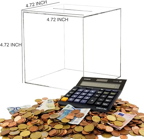 Miniatura 8 de Alcancía indispensable – 2023 1 alcancía de acrílico transparente de 5.9 pulgadas para adultos y niños, caja de tarro de dinero transparente