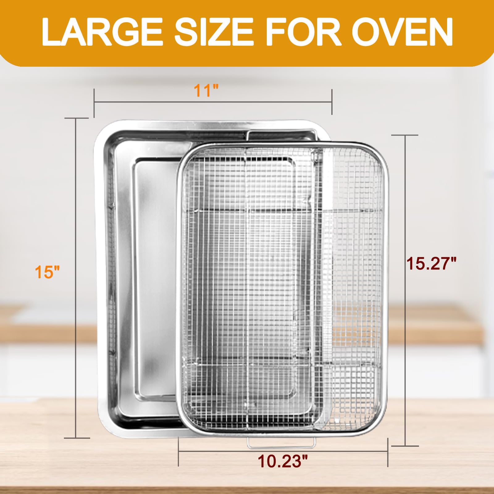 Air Fryer Tray For Oven, 15x11 Stainless Steel Air Fryer